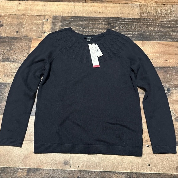 Talbots Sweaters - Talbots Cable-Yoke Cotton & Cashmere Blend Sweater
